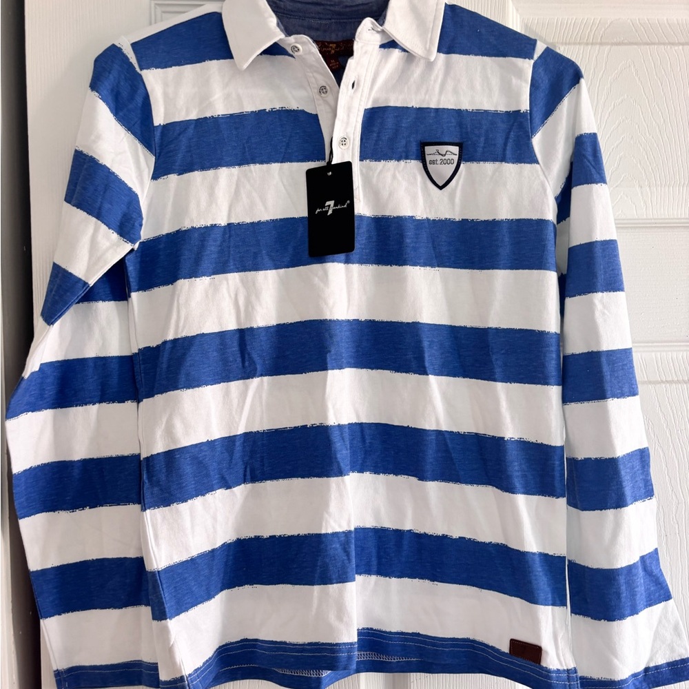 BNWT* blue and white striped rugby